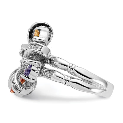 Sterlingsilber Poliert Mehrfarbig Zirkonia Blumen Ring (size 7 Nur)