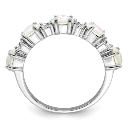 Sterlingsilber Rhodiniert Im Labor Erzeugt Opal und Zirkonia Ring
