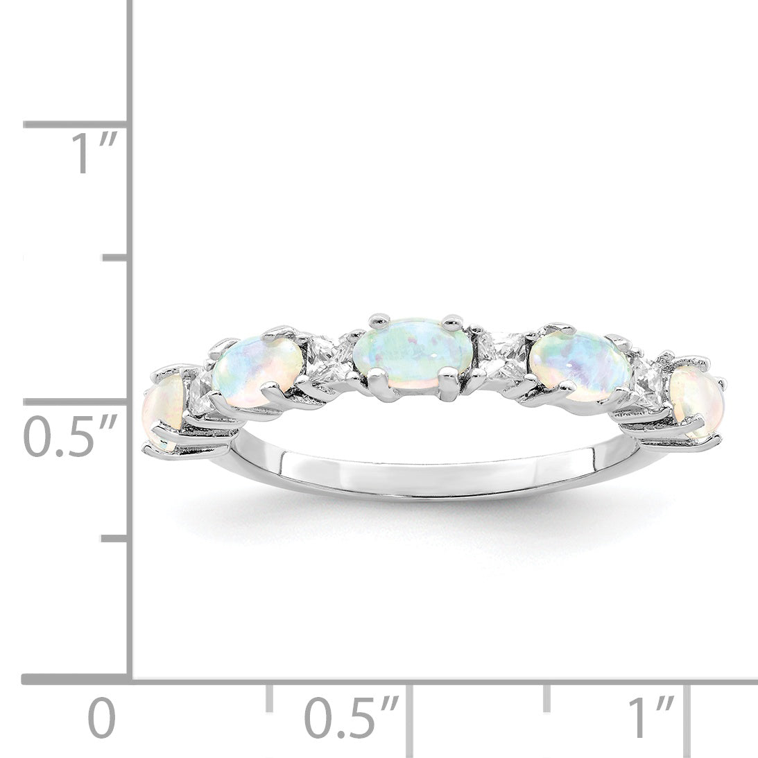 Sterlingsilber Rhodiniert Im Labor Erzeugt Opal und Zirkonia Ring