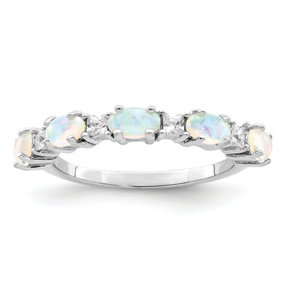 Sterlingsilber Rhodiniert Im Labor Erzeugt Opal und Zirkonia Ring