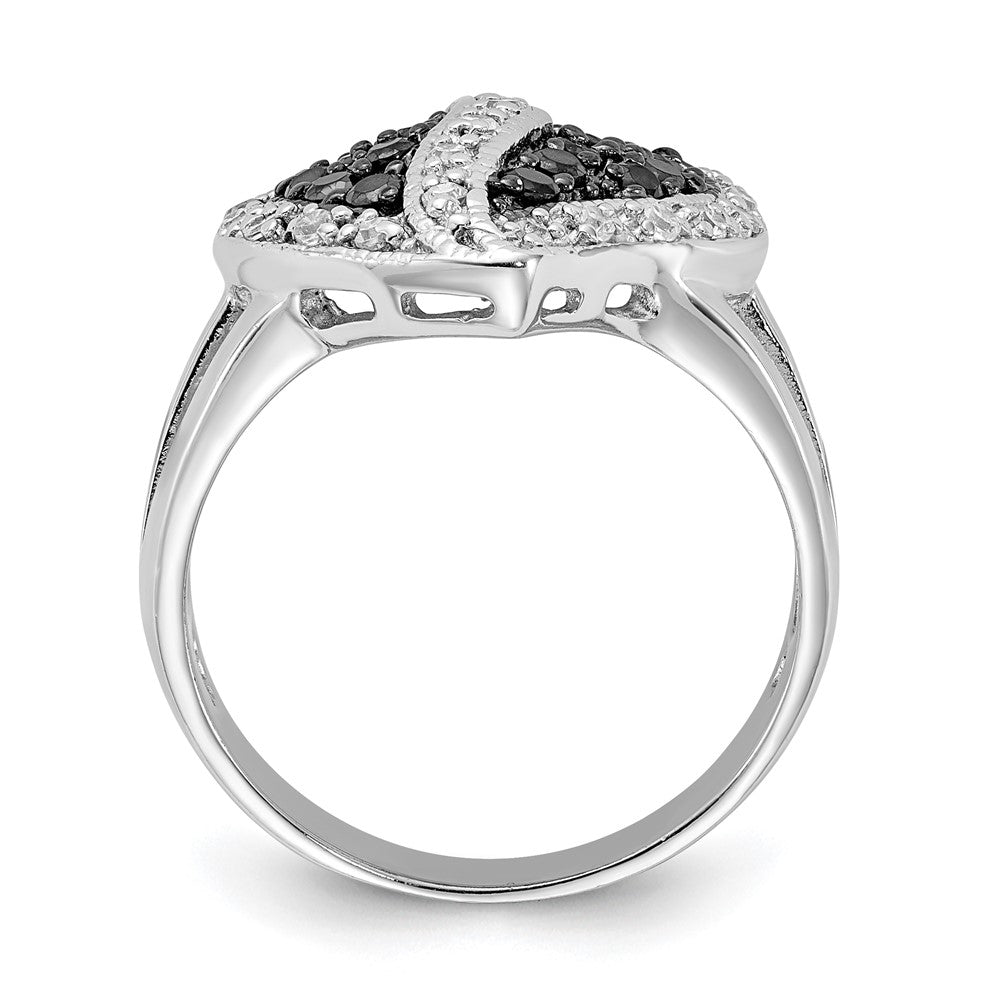 Sterlingsilber Poliert Schwarz & Klar Zirkonia Herz Ring