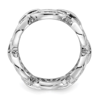 Sterlingsilber Poliert Fantasie Zirkonia Kreis Glieder Ring