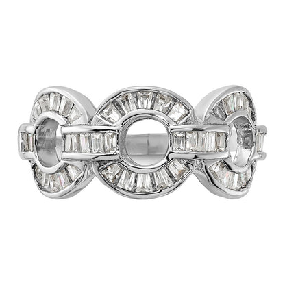Sterlingsilber Poliert Fantasie Zirkonia Kreis Glieder Ring