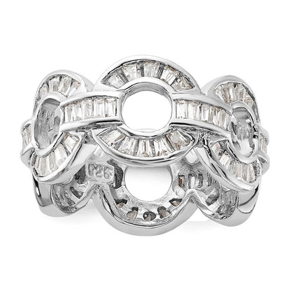 Sterlingsilber Poliert Fantasie Zirkonia Kreis Glieder Ring
