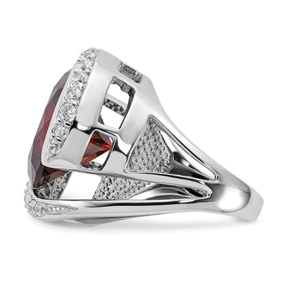 Sterlingsilber Poliert Rot & Klar Zirkonia Ring (size 7 Nur)