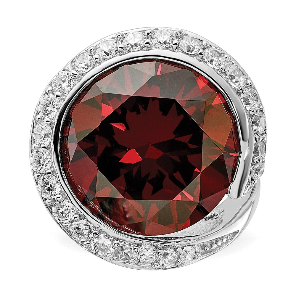 Sterlingsilber Poliert Rot & Klar Zirkonia Ring (size 7 Nur)
