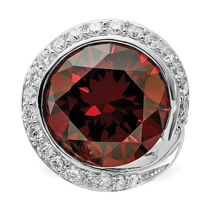 Sterlingsilber Poliert Rot & Klar Zirkonia Ring (size 7 Nur)
