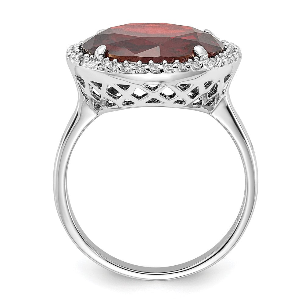 Sterlingsilber Poliert Rot & Klar Zirkonia Kreis Ring (size 9 Nur)