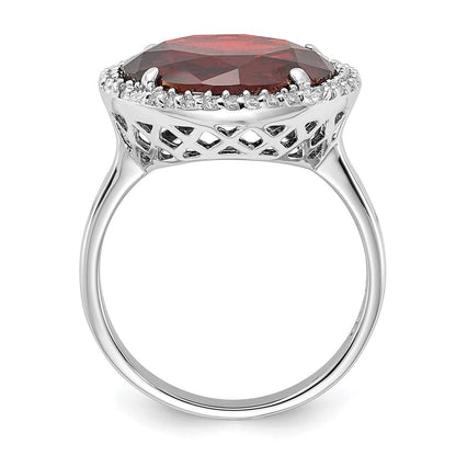 Sterlingsilber Poliert Rot & Klar Zirkonia Kreis Ring (size 9 Nur)