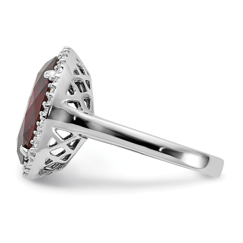 Sterlingsilber Poliert Rot & Klar Zirkonia Kreis Ring (size 9 Nur)