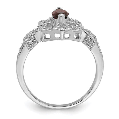 Sterlingsilber Rhodiniert Dunkel Rot Marquise Zirkonia Ring