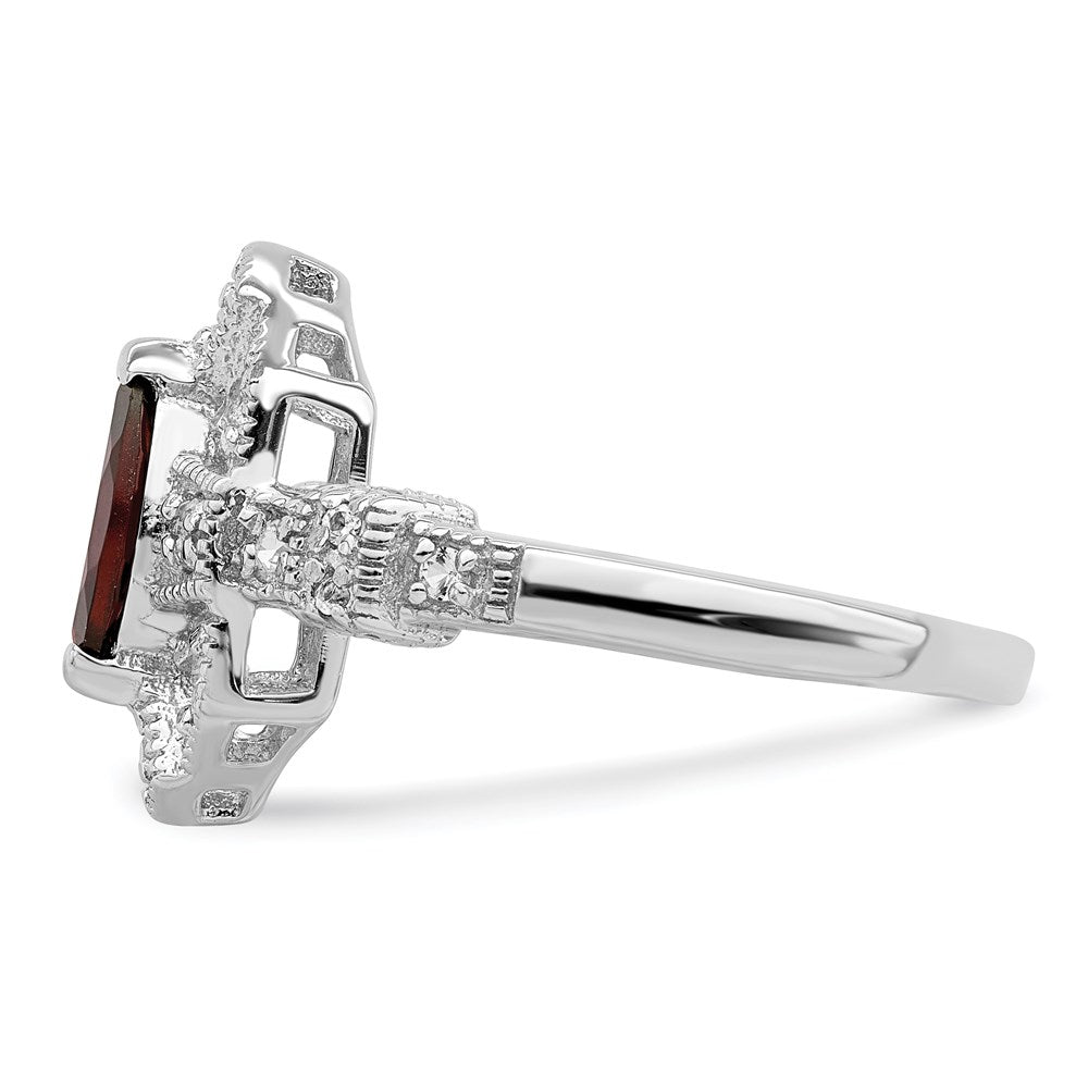 Sterlingsilber Rhodiniert Dunkel Rot Marquise Zirkonia Ring
