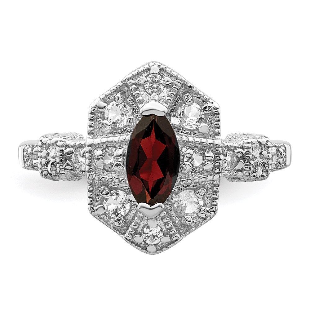 Sterlingsilber Rhodiniert Dunkel Rot Marquise Zirkonia Ring