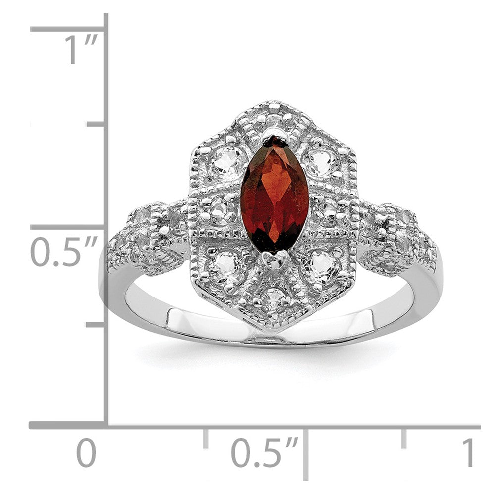 Sterlingsilber Rhodiniert Dunkel Rot Marquise Zirkonia Ring