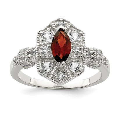Sterlingsilber Rhodiniert Dunkel Rot Marquise Zirkonia Ring