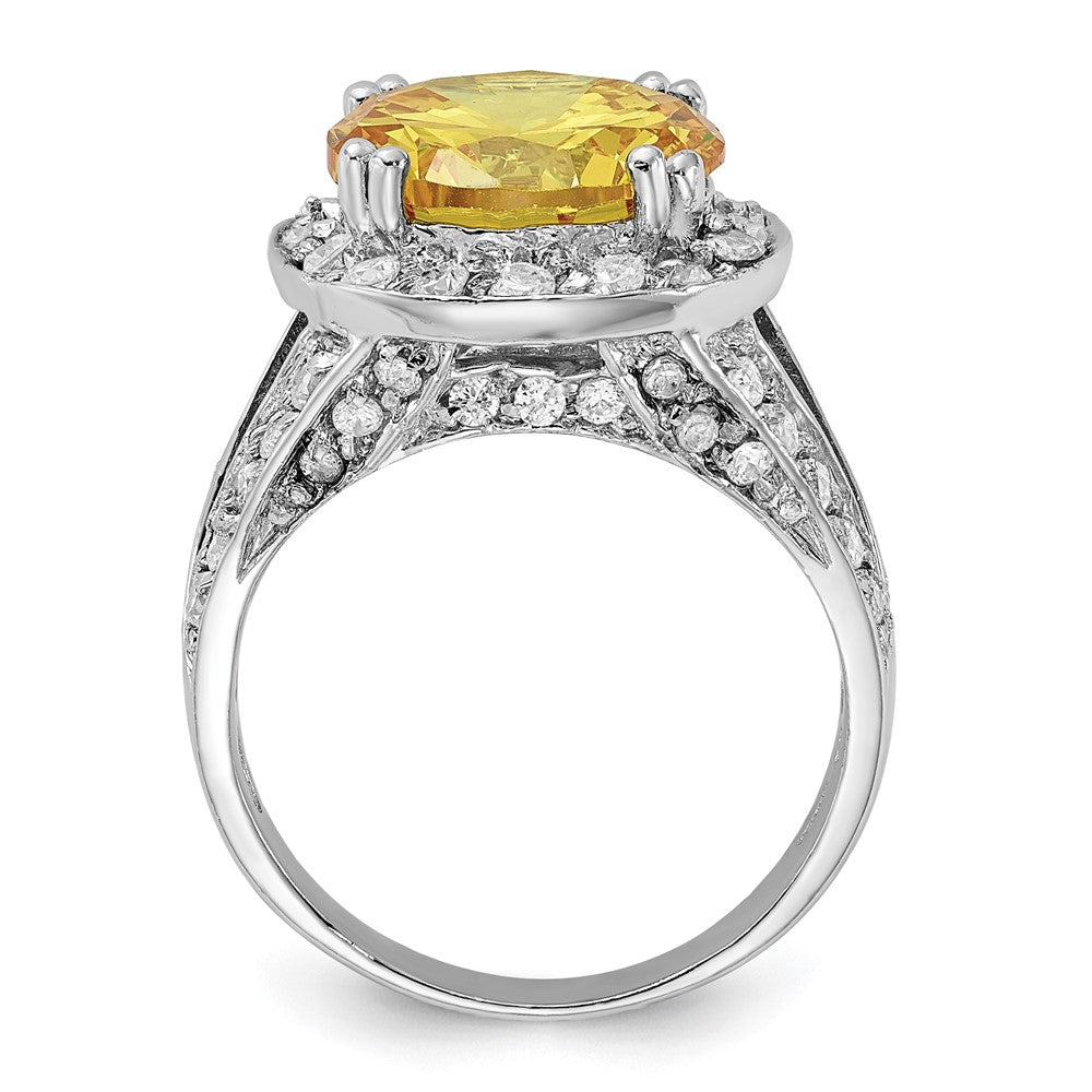 Sterlingsilber Poliert Gelb & Klar Zirkonia Ring (size 7 Nur)