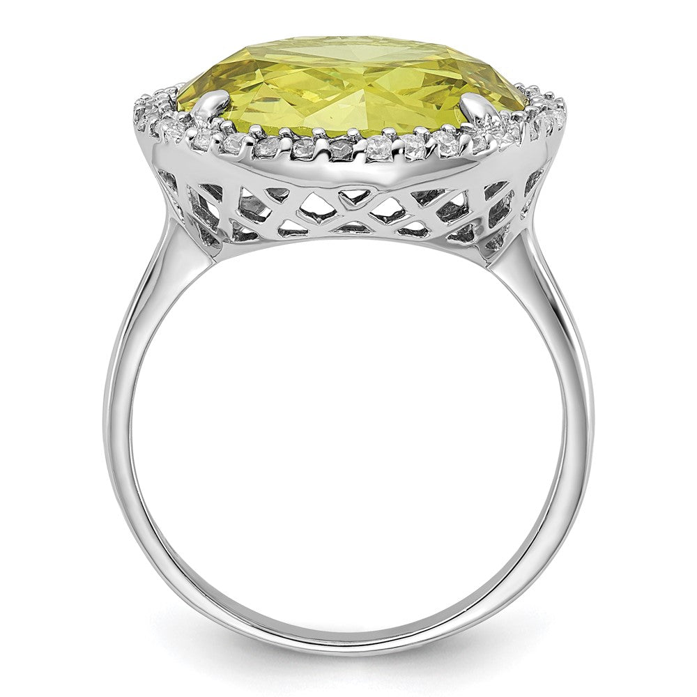 Sterlingsilber Poliert Licht Grün & Klar Zirkonia Heiligenschein Kreis Ring (size 8 Nur)