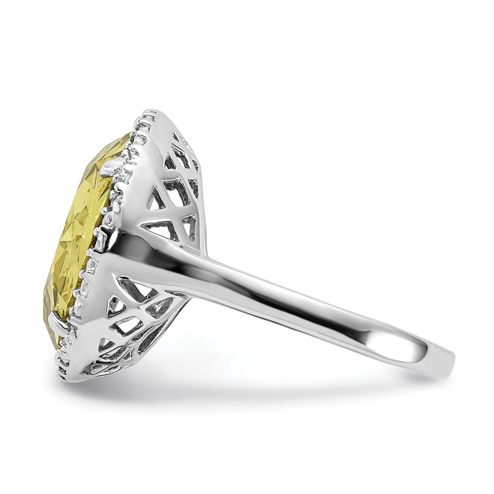 Sterlingsilber Poliert Licht Grün & Klar Zirkonia Heiligenschein Kreis Ring (size 8 Nur)