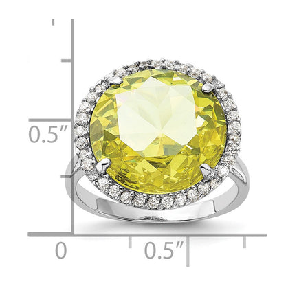 Sterlingsilber Poliert Licht Grün & Klar Zirkonia Heiligenschein Kreis Ring (size 8 Nur)
