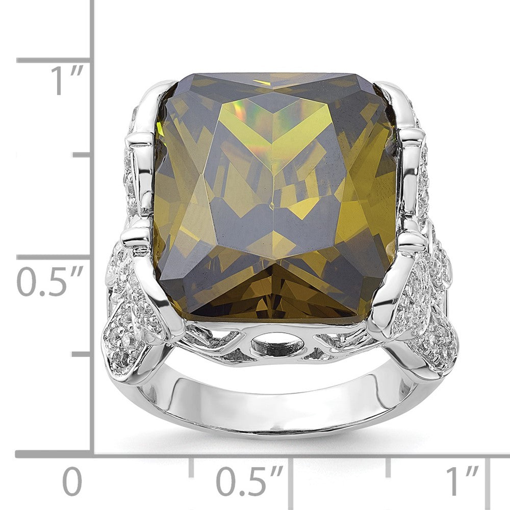 Sterlingsilber Poliert Grün & Klar Zirkonia Schmetterling Sides Ring (size 8 Nur)