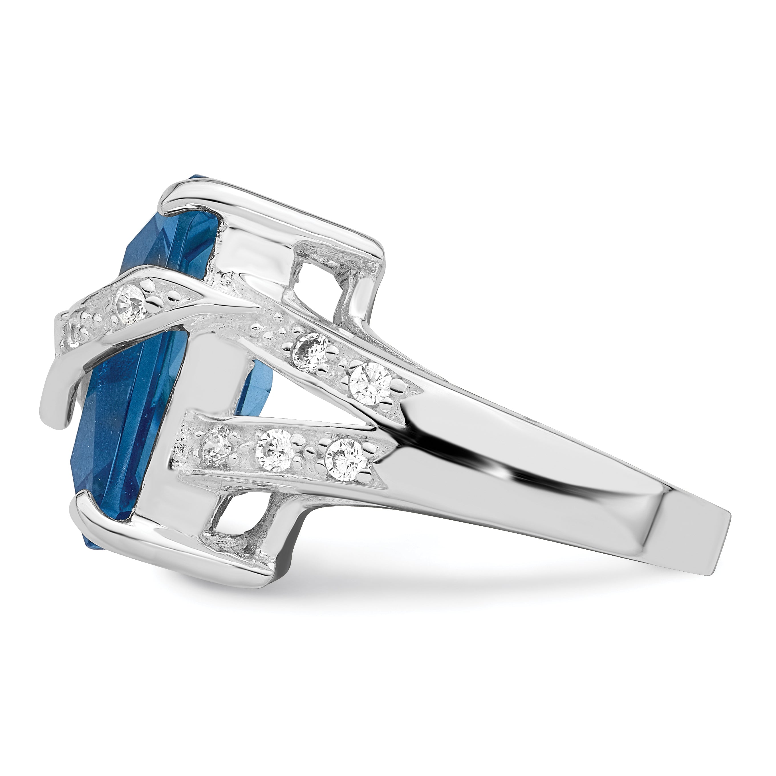 Sterlingsilber Blau & Klar Zirkonia Ring