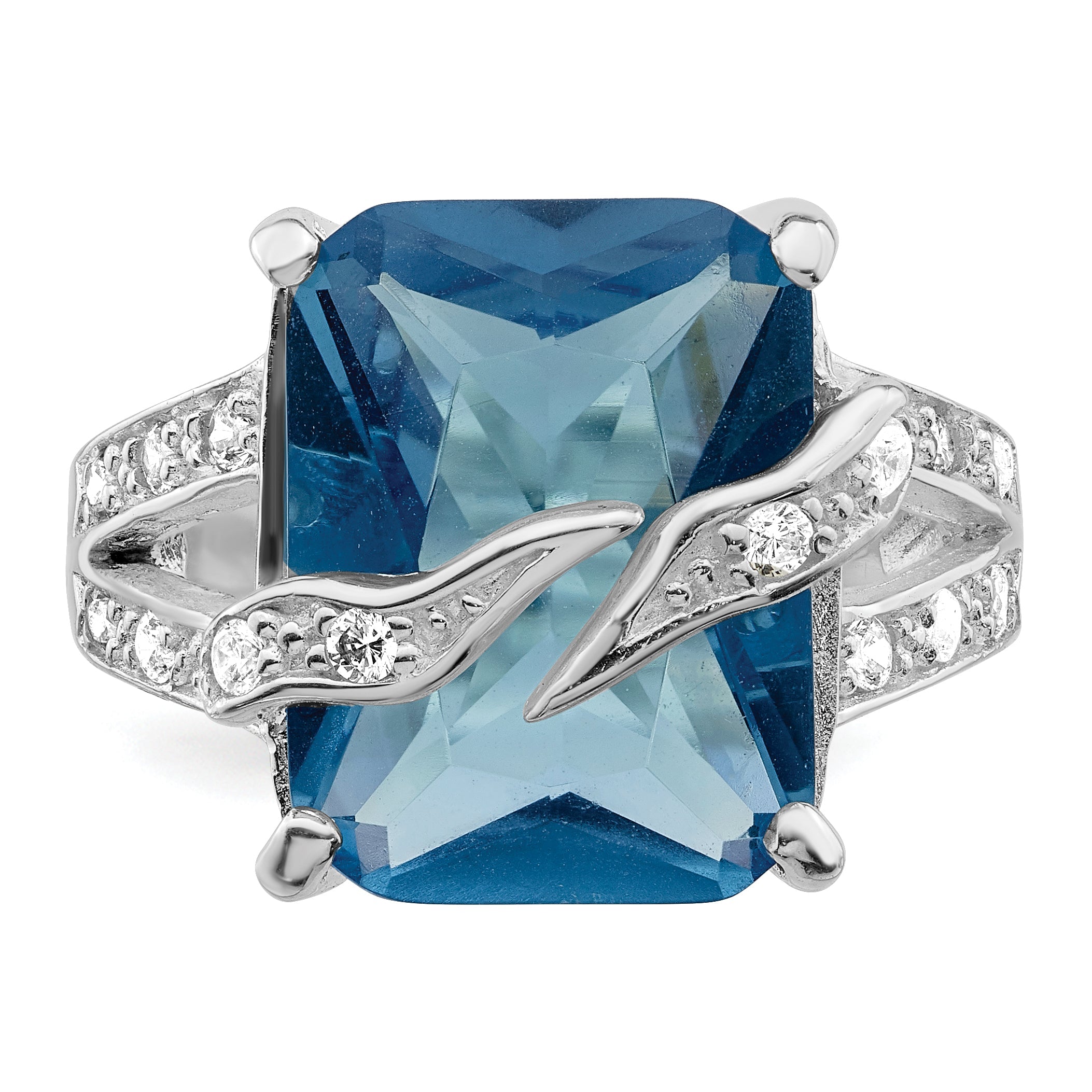 Sterlingsilber Blau & Klar Zirkonia Ring