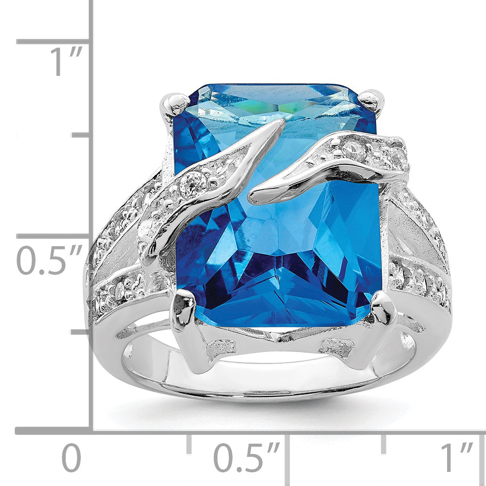 Sterlingsilber Blau & Klar Zirkonia Ring