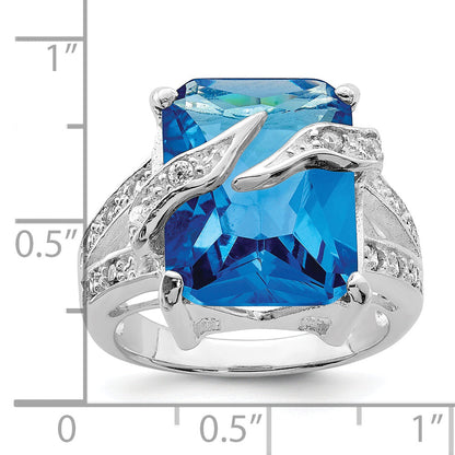 Sterlingsilber Blau & Klar Zirkonia Ring
