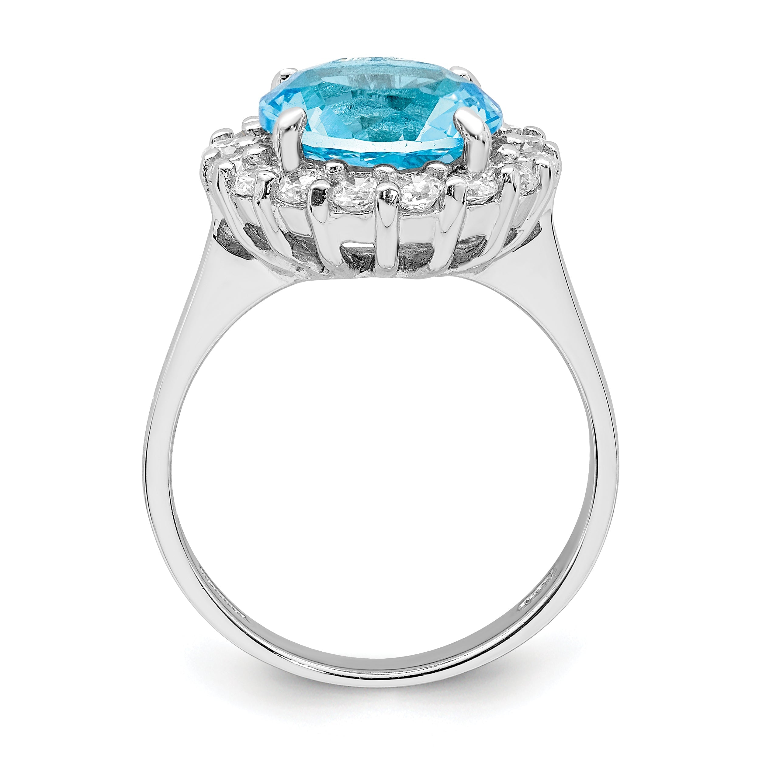 Sterlingsilber Rhodiniert Blau & Klar Zirkonia Ring