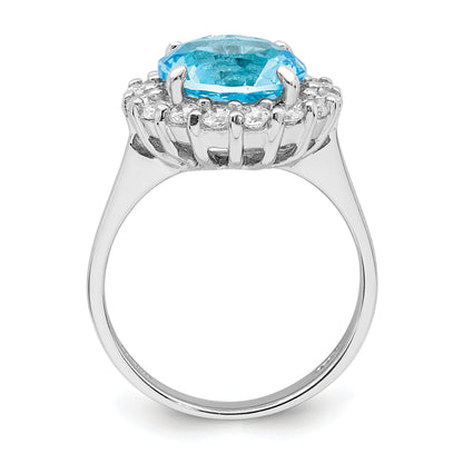 Sterlingsilber Rhodiniert Blau & Klar Zirkonia Ring