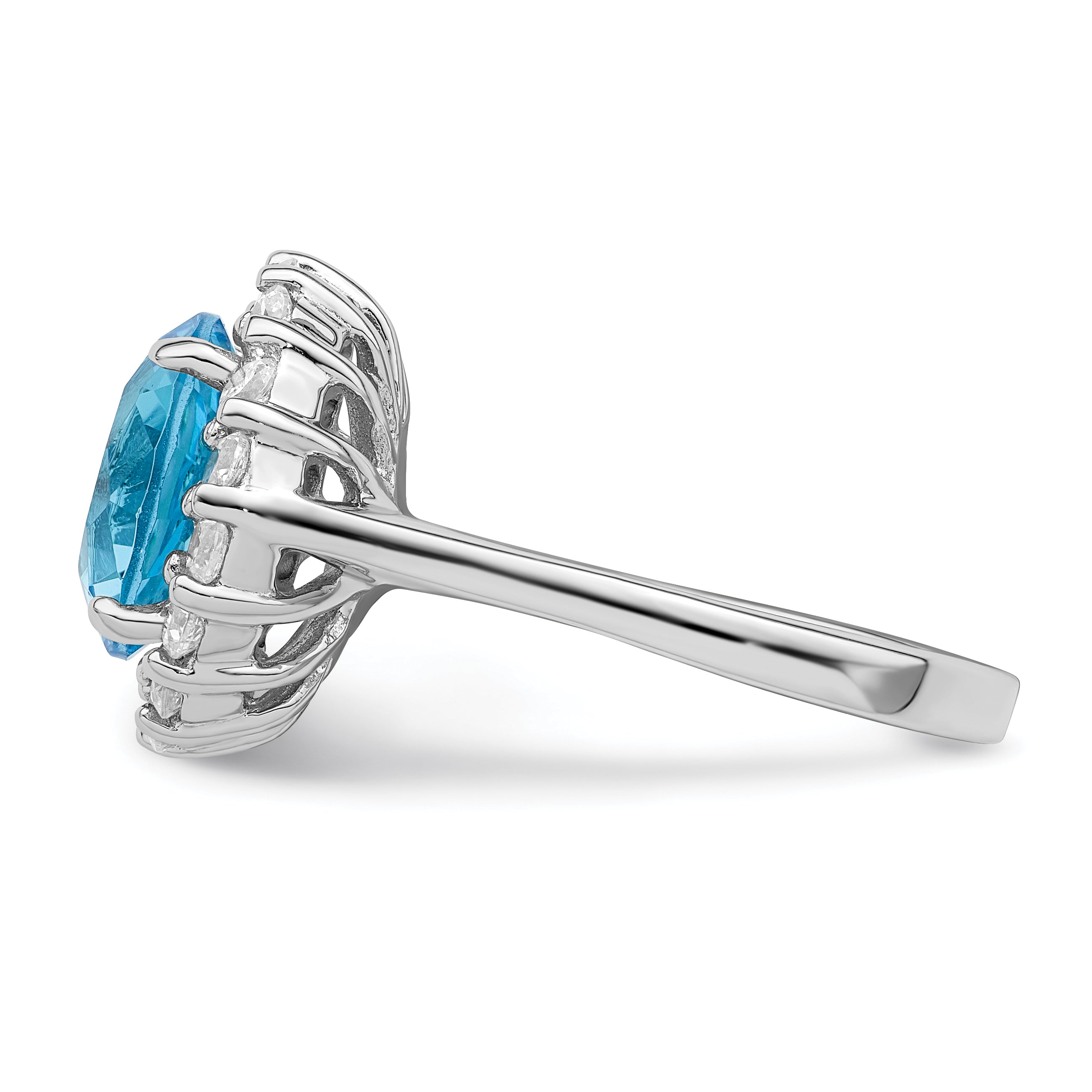 Sterlingsilber Rhodiniert Blau & Klar Zirkonia Ring