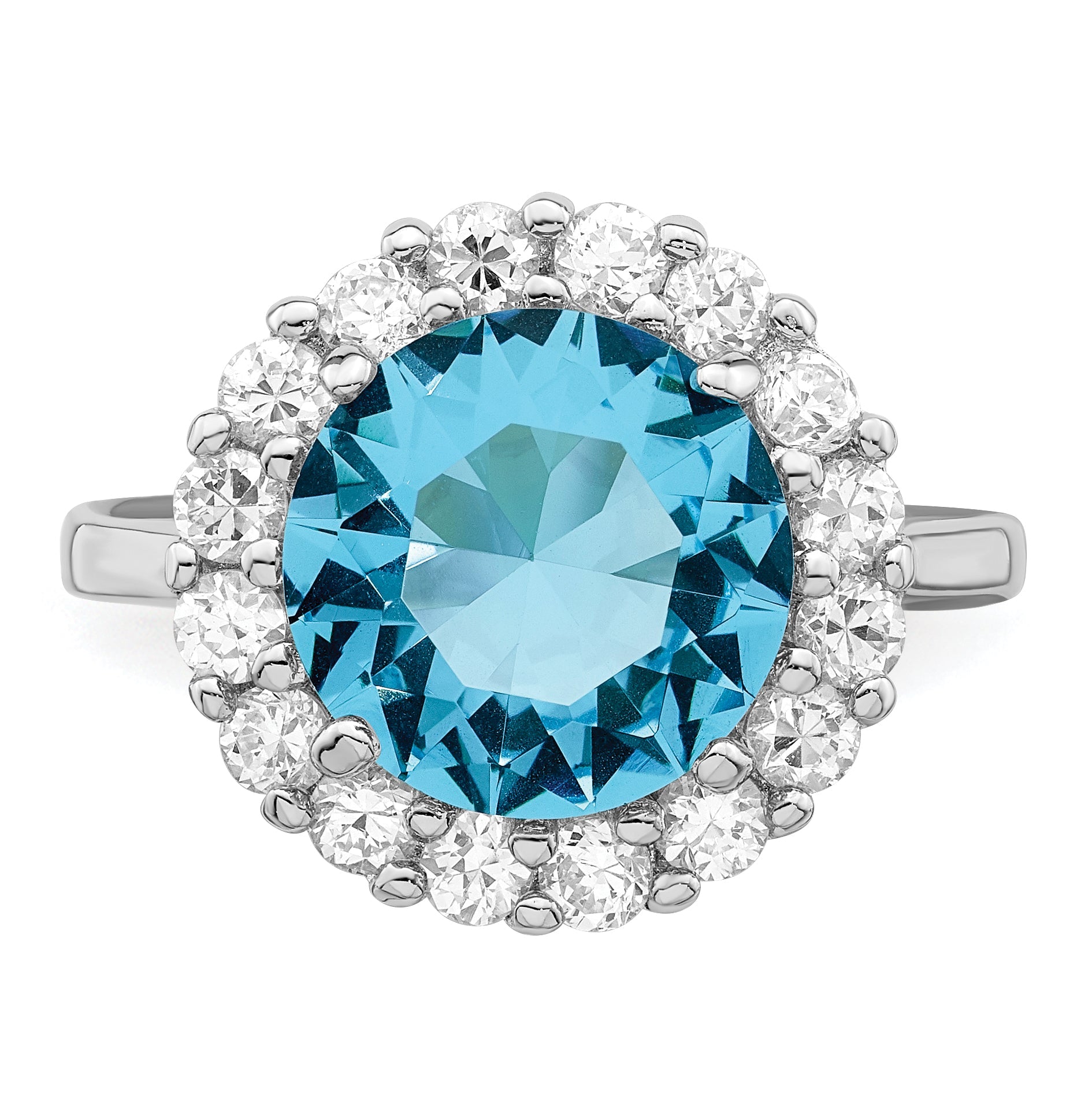Sterlingsilber Rhodiniert Blau & Klar Zirkonia Ring