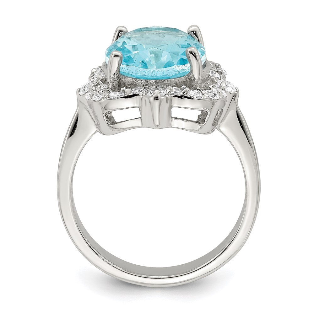 Sterlingsilber Blau & Klar Zirkonia Ring