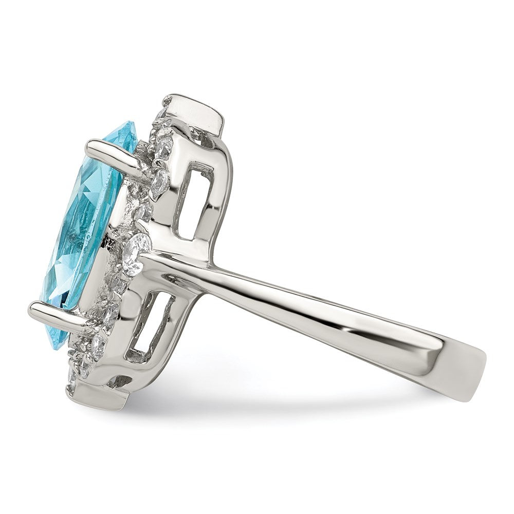 Sterlingsilber Blau & Klar Zirkonia Ring