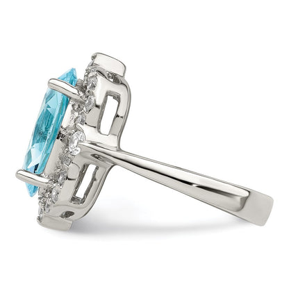 Sterlingsilber Blau & Klar Zirkonia Ring