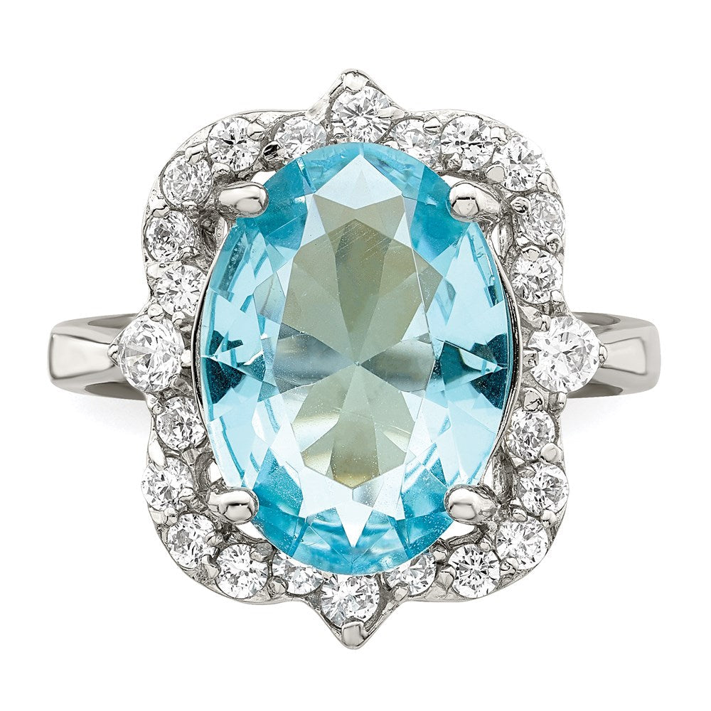 Sterlingsilber Blau & Klar Zirkonia Ring
