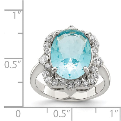 Sterlingsilber Blau & Klar Zirkonia Ring