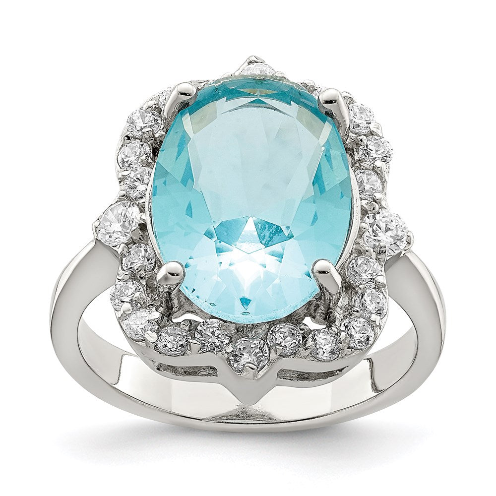 Sterlingsilber Blau & Klar Zirkonia Ring