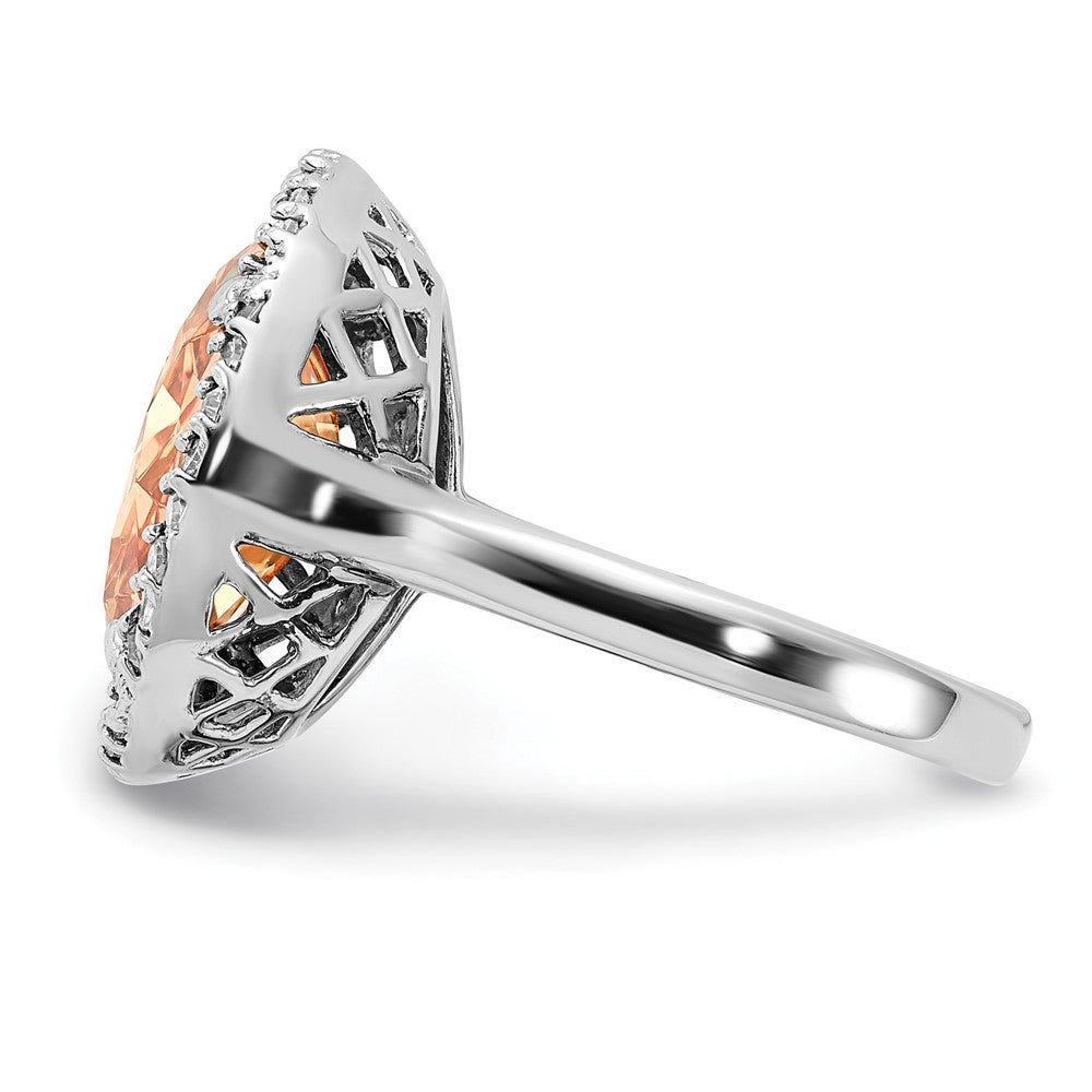 Sterlingsilber Poliert Champagne & Klar Zirkonia Kreis Ring