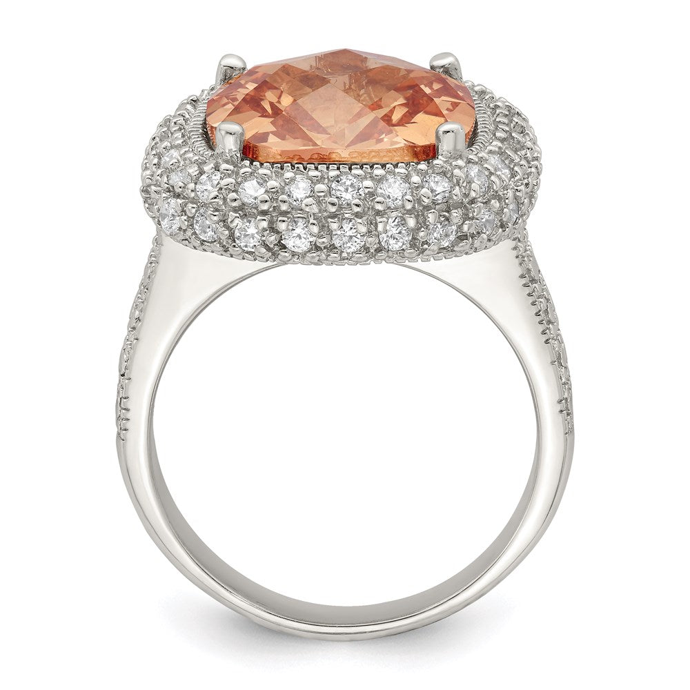 Sterlingsilber Champagne & Klar Farbe Zirkonia Ring (size 7 Nur)