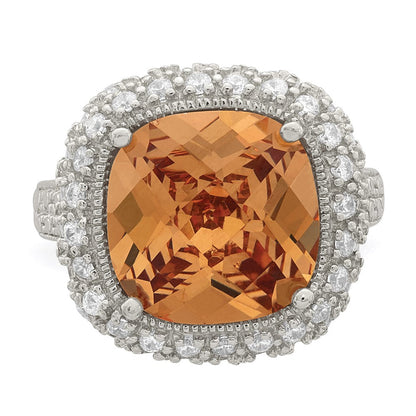 Sterlingsilber Champagne & Klar Farbe Zirkonia Ring (size 7 Nur)