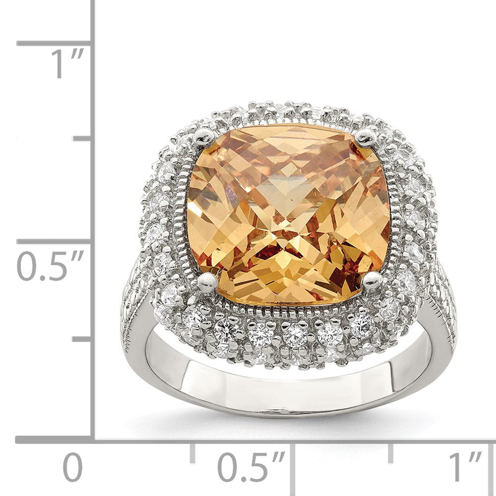 Sterlingsilber Champagne & Klar Farbe Zirkonia Ring (size 7 Nur)