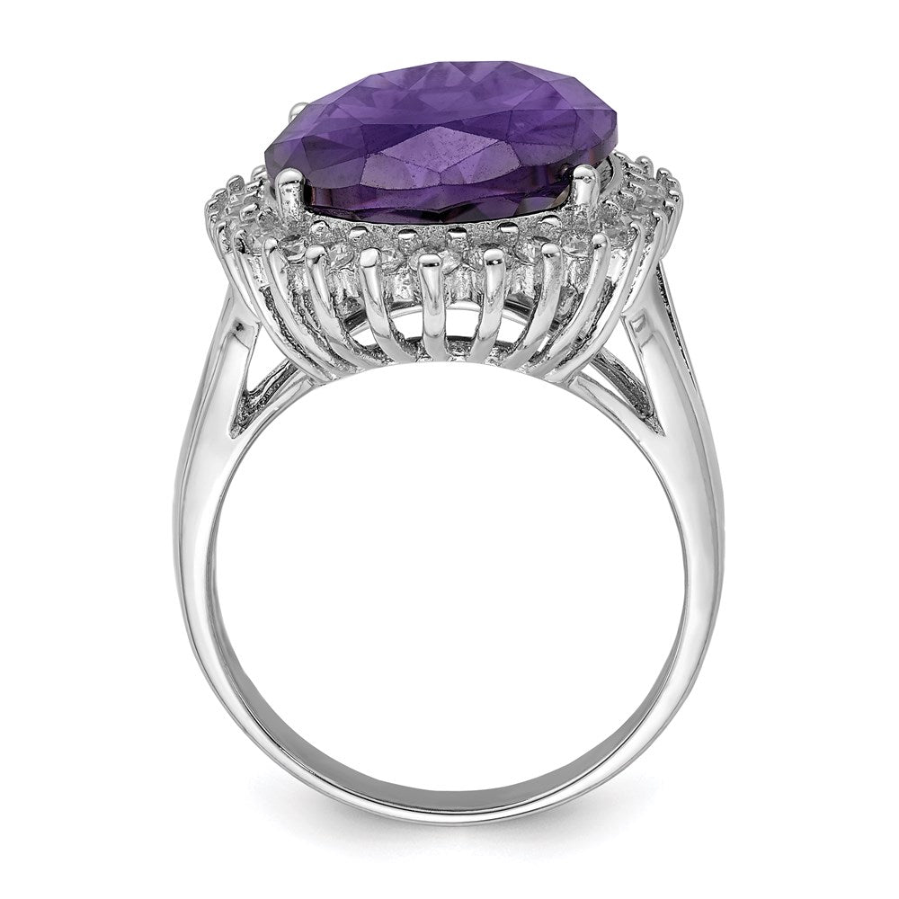 Sterlingsilber Rhodiniert Lila & Klar Zirkonia Ring (size 8 Nur)