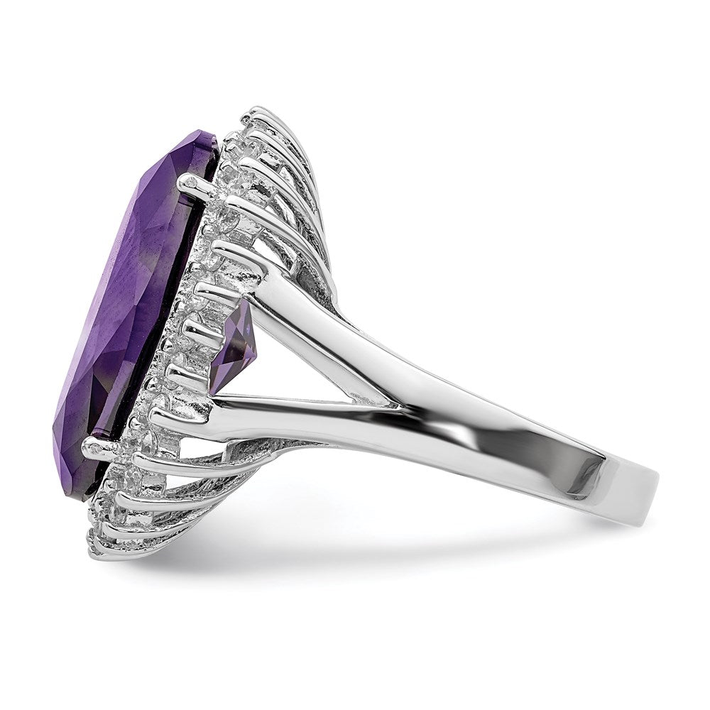 Sterlingsilber Rhodiniert Lila & Klar Zirkonia Ring (size 8 Nur)
