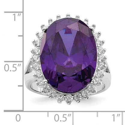 Sterlingsilber Rhodiniert Lila & Klar Zirkonia Ring (size 8 Nur)