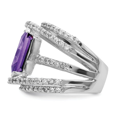 Sterlingsilber Rhodiniert Lila & Klar Zirkonia Ring