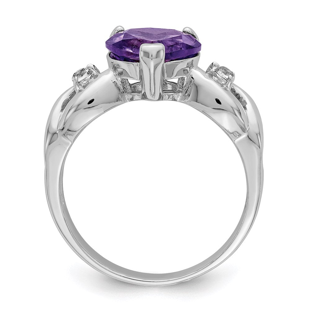Sterlingsilber Lavender Zirkonia Herz Ring (size 8 Nur)