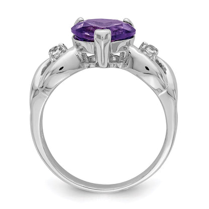 Sterlingsilber Lavender Zirkonia Herz Ring (size 8 Nur)