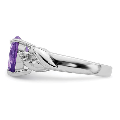 Sterlingsilber Lavender Zirkonia Herz Ring (size 8 Nur)