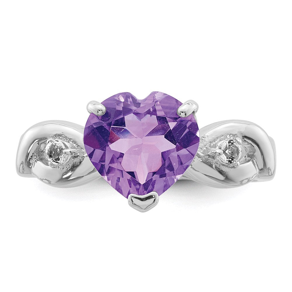 Sterlingsilber Lavender Zirkonia Herz Ring (size 8 Nur)